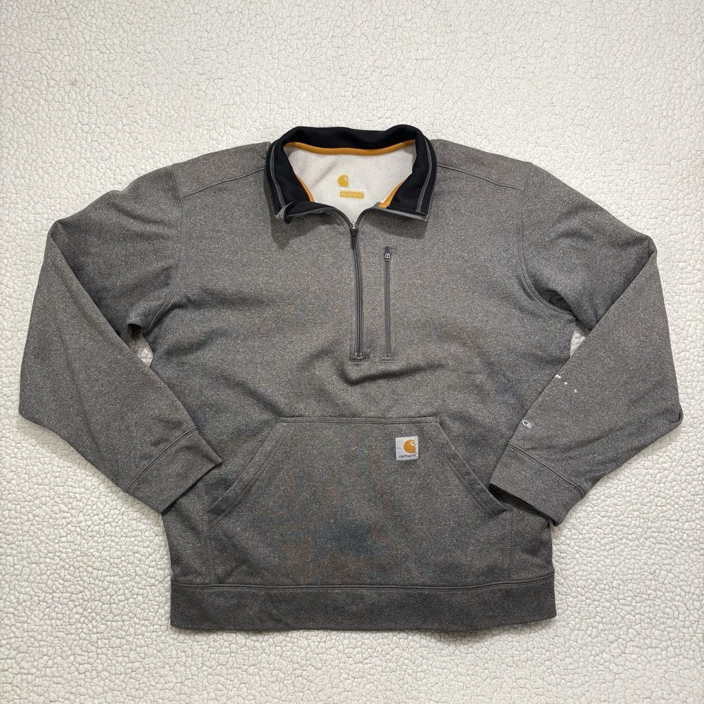 Carhartt Force Extremes Half Zip Sweatshirt Pullover Mens L Relaxed Fit Grey